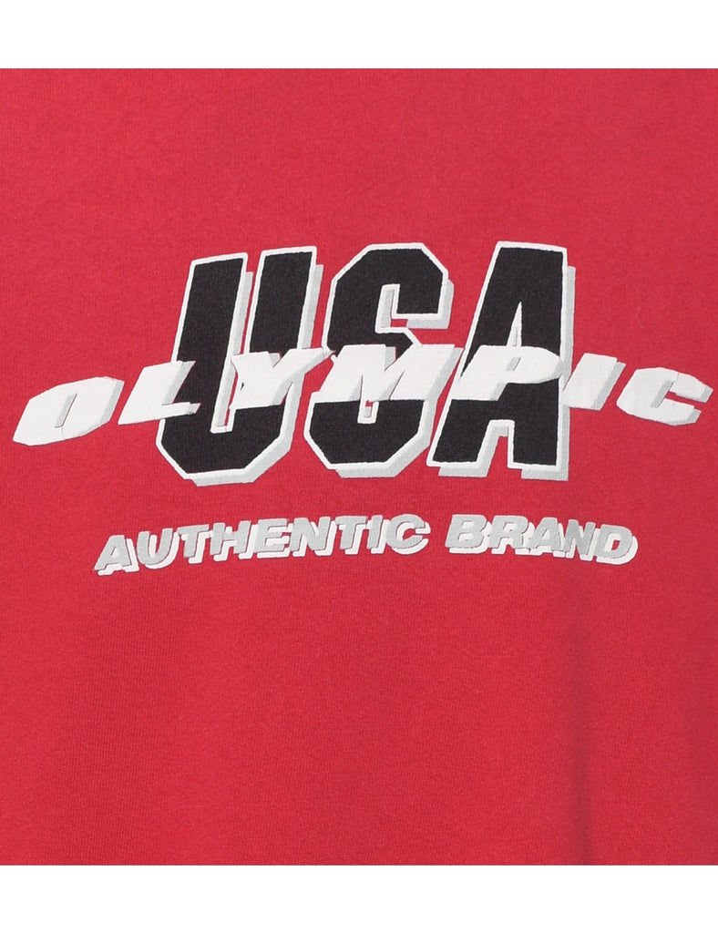 USA Olympic Printed Maroon Sweatshirt - L