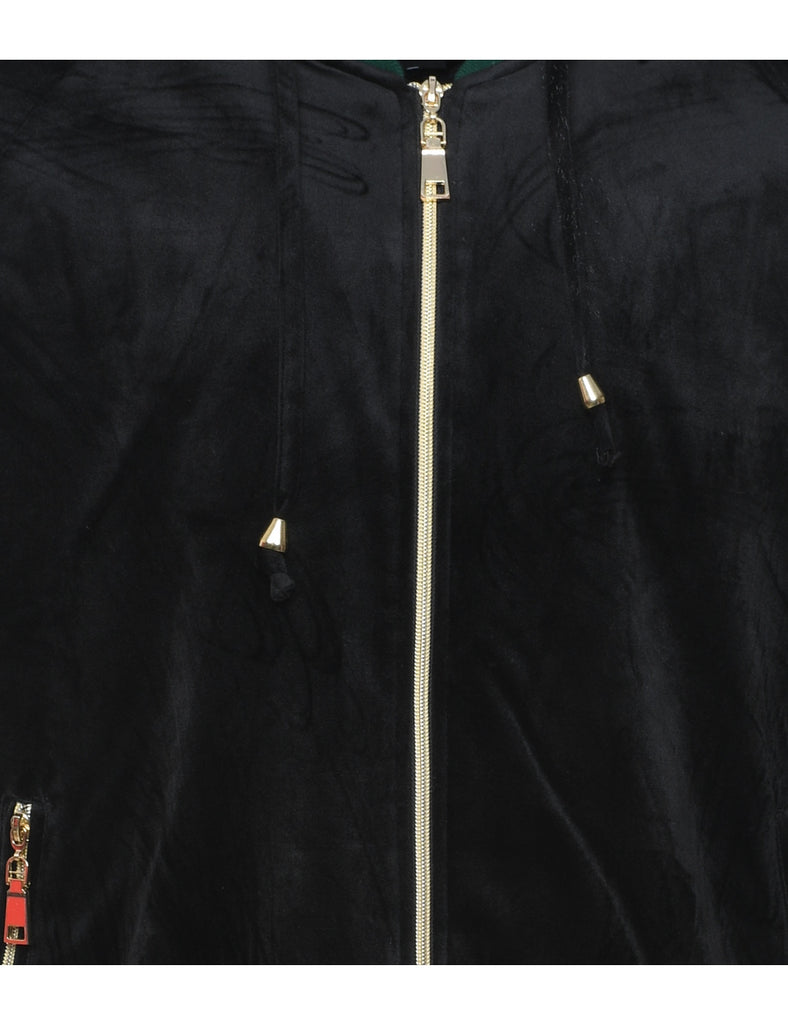Velvet Hooded Y2K Sweatshirt - M