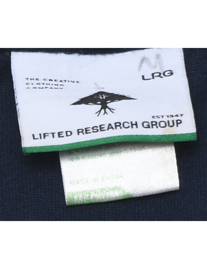 Velvet Navy Zip-Front Plain Sweatshirt - L