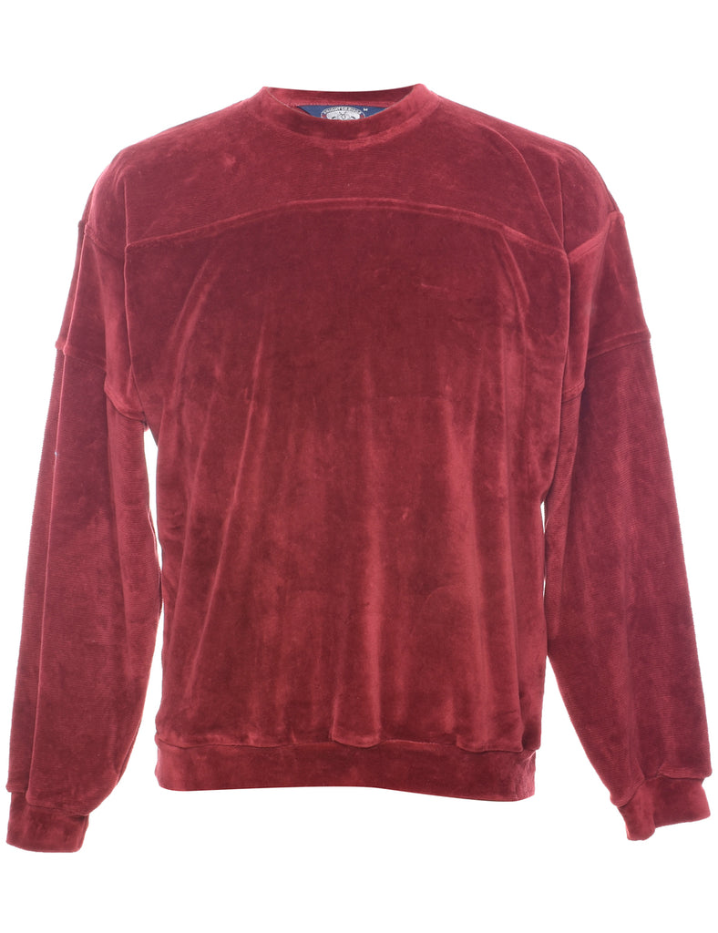 Velvet Plain Maroon Sweatshirt - M