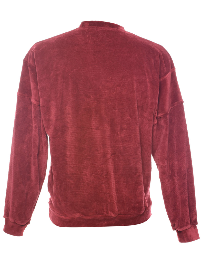 Velvet Plain Maroon Sweatshirt - M