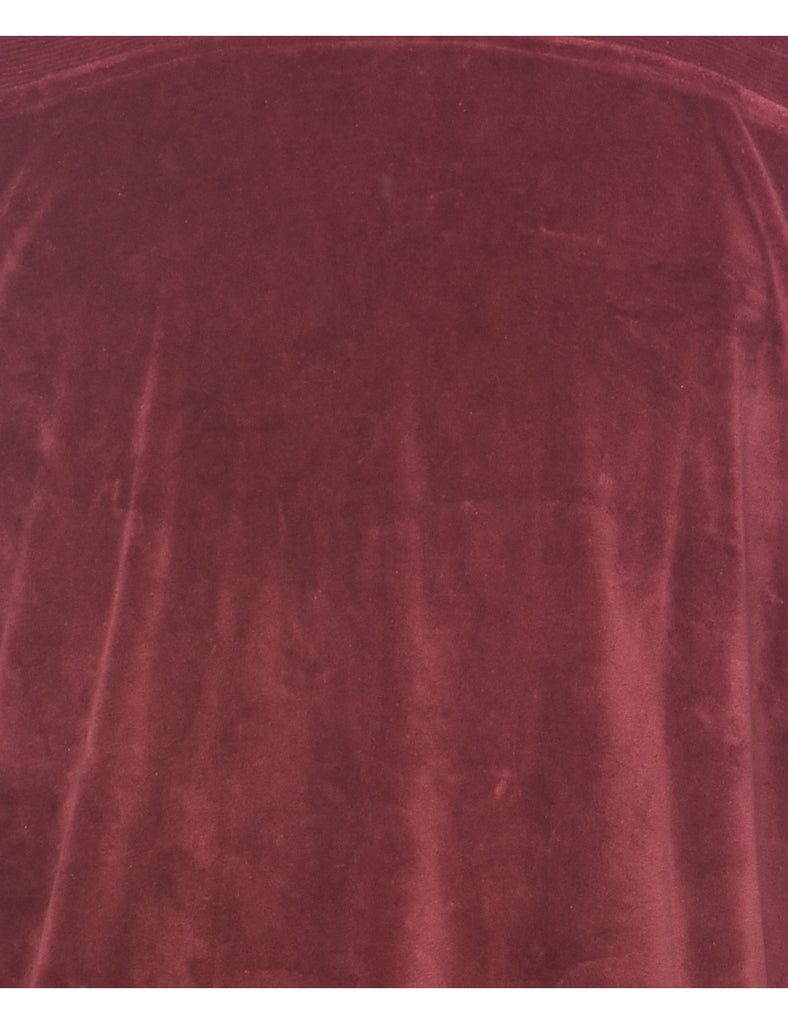 Velvet Plain Maroon Sweatshirt - M