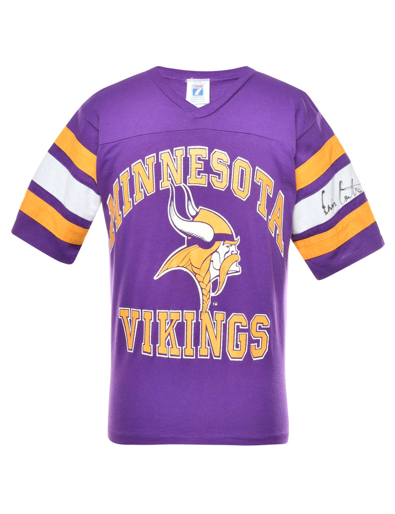 Vikings Minnesota Printed T-shirt Signed by Cris Carter - S