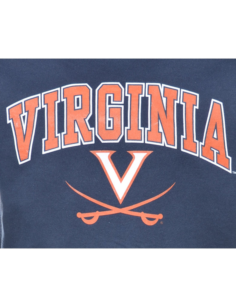 Virginia Blue Printed Sweatshirt - M