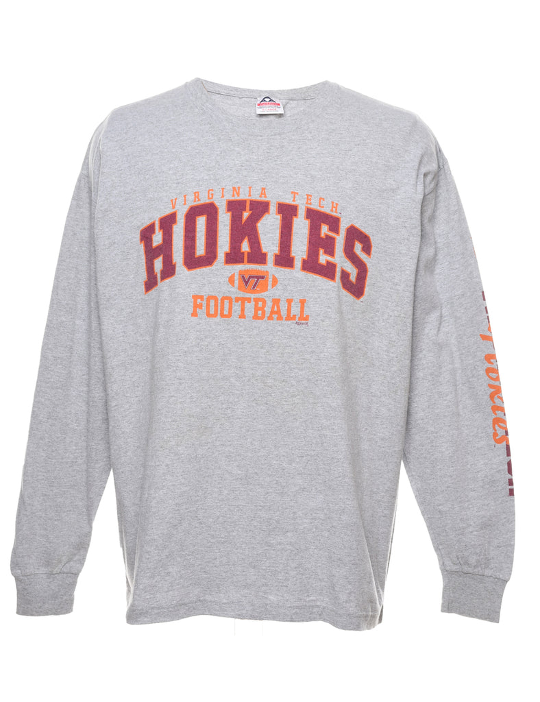 Virginia Tech Hokies Grey Long Sleeve Printed T-shirt - XL