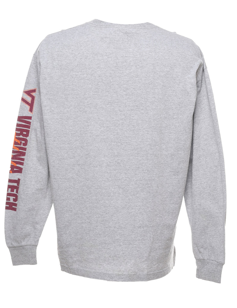 Virginia Tech Hokies Grey Long Sleeve Printed T-shirt - XL