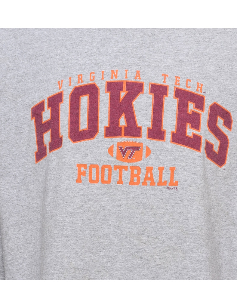 Virginia Tech Hokies Grey Long Sleeve Printed T-shirt - XL