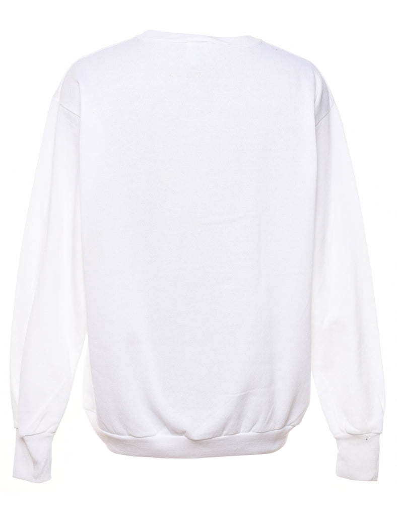 White Printed Birthday Design Sweatshirt - L
