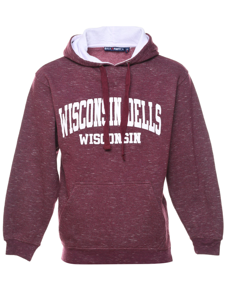Wisconsin Dells Maroon & White Design Printed Hoodie - S