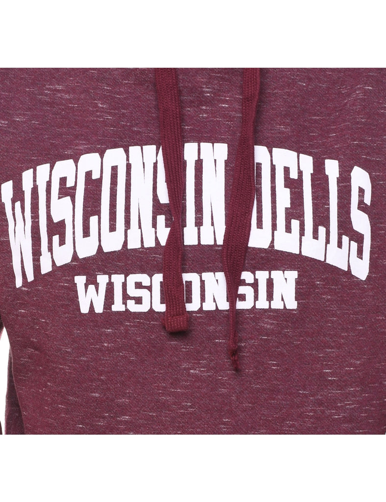 Wisconsin Dells Maroon & White Design Printed Hoodie - S