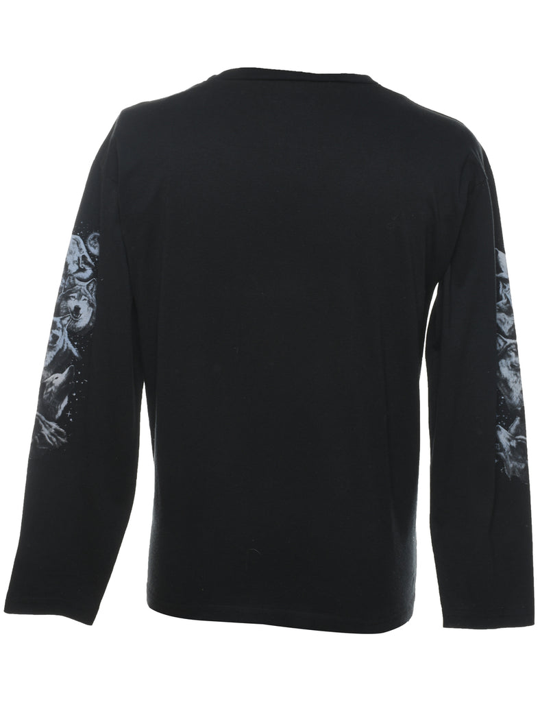 Wolf Design Black Animal T-shirt - M