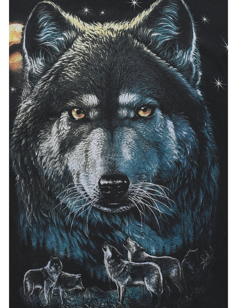Wolf Design Black Animal T-shirt - M