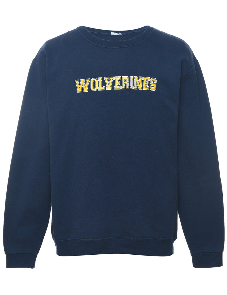 Wolverines Printed Navy & Yellow Sweatshirt - XS