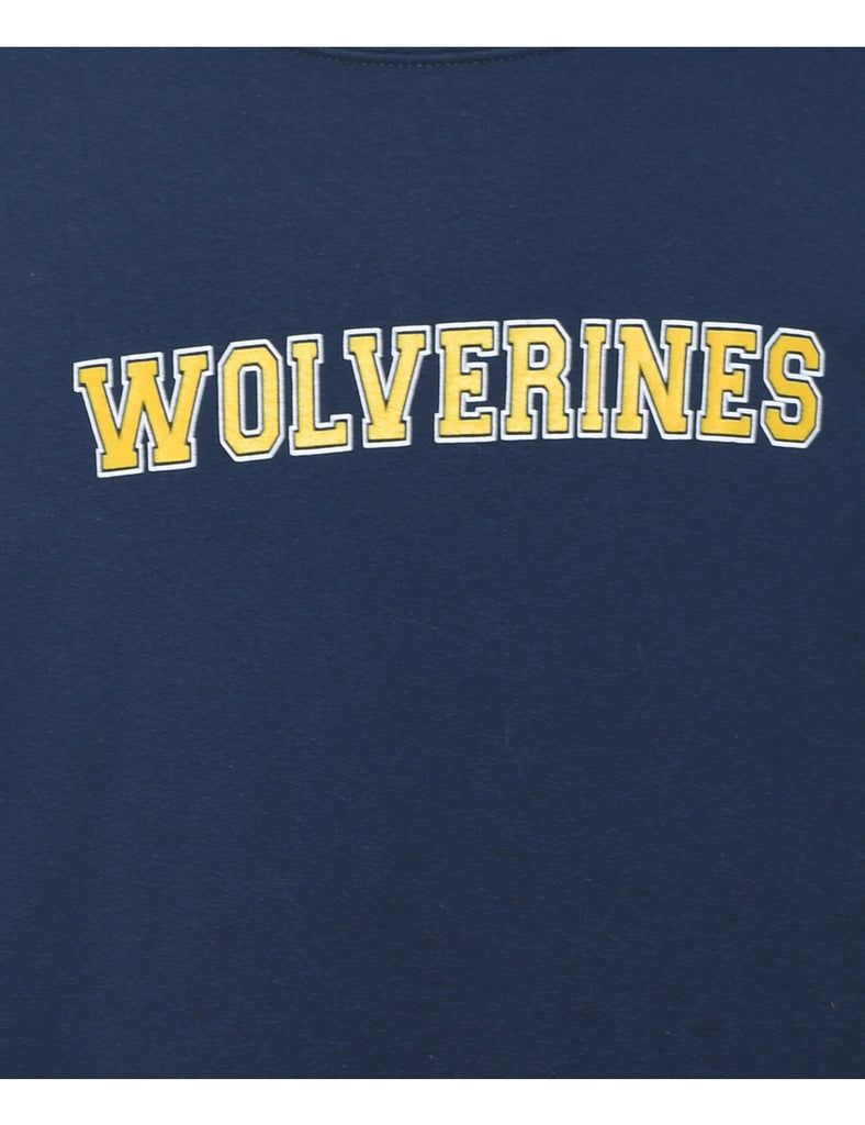 Wolverines Printed Navy & Yellow Sweatshirt - XS