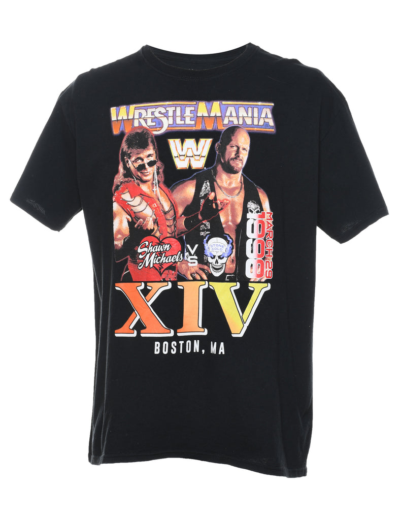 Wrestle Mania Black Printed T-shirt - L