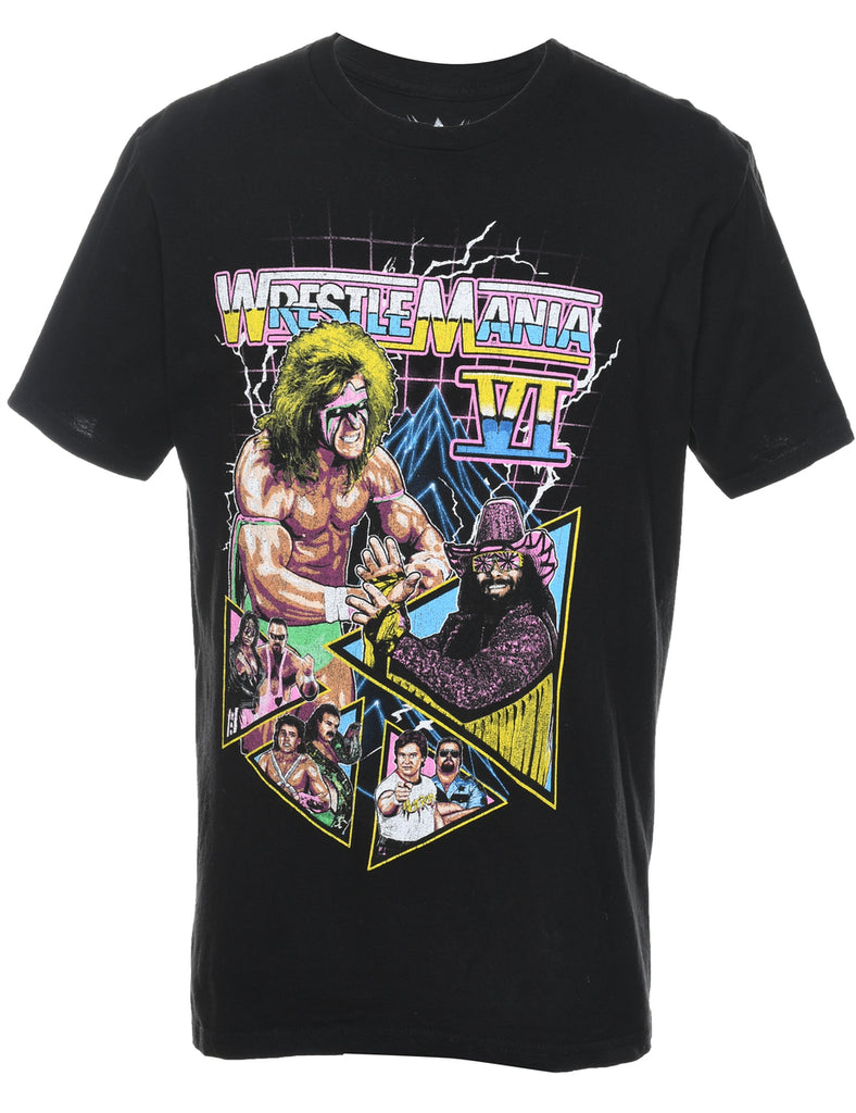 Wrestle Mania Black  Printed T-shirt - M