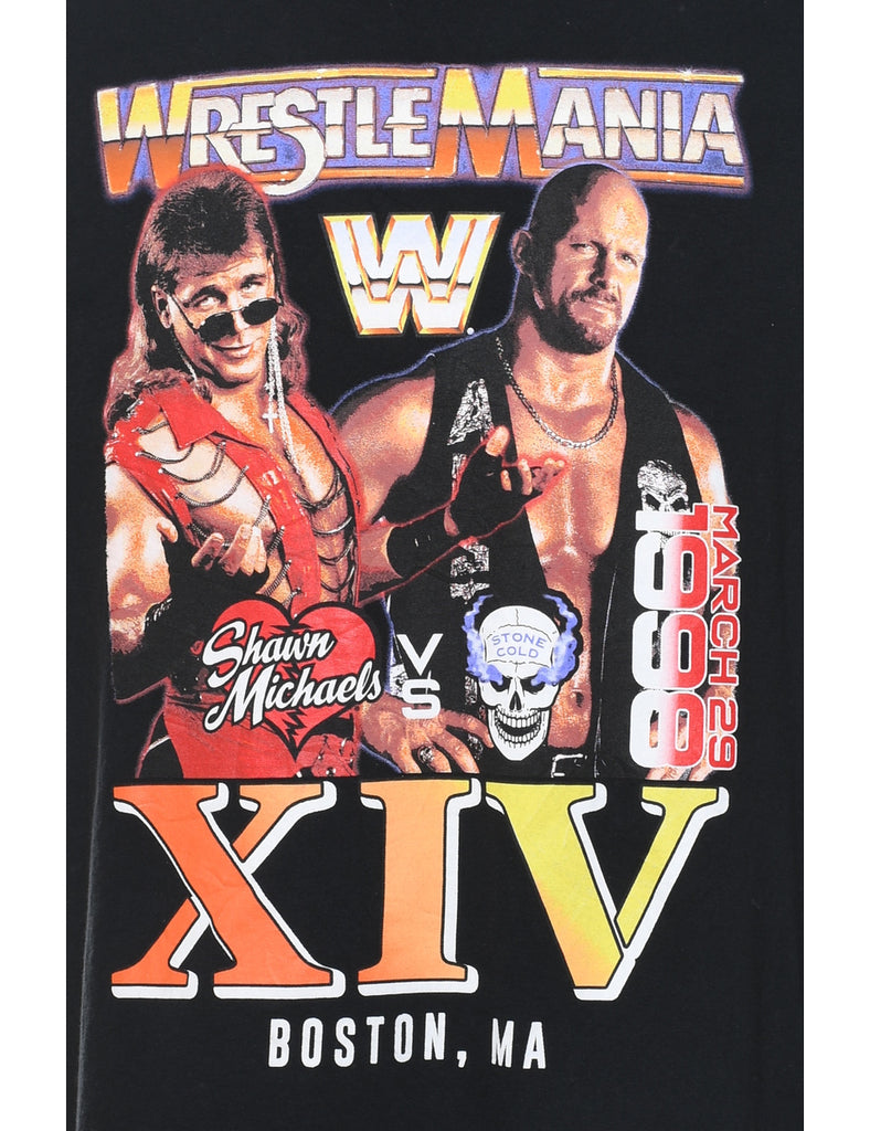 Wrestle Mania Black Printed T-shirt - L