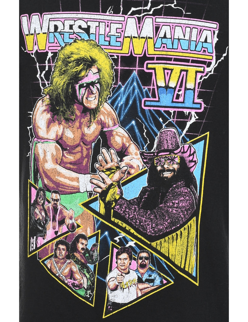 Wrestle Mania Black  Printed T-shirt - M