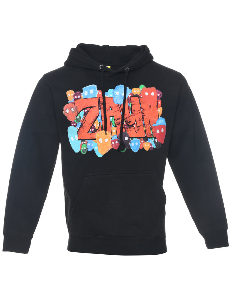 Zayn Printed Black Hoodie - S