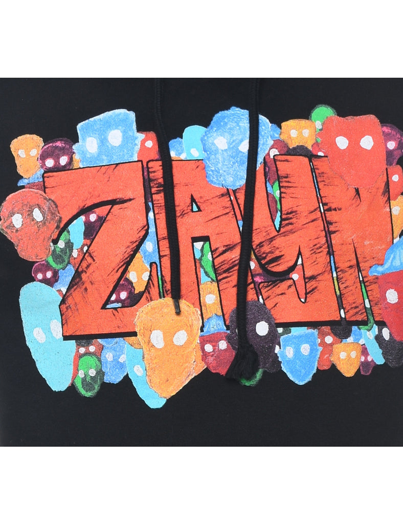 Zayn Printed Black Hoodie - S