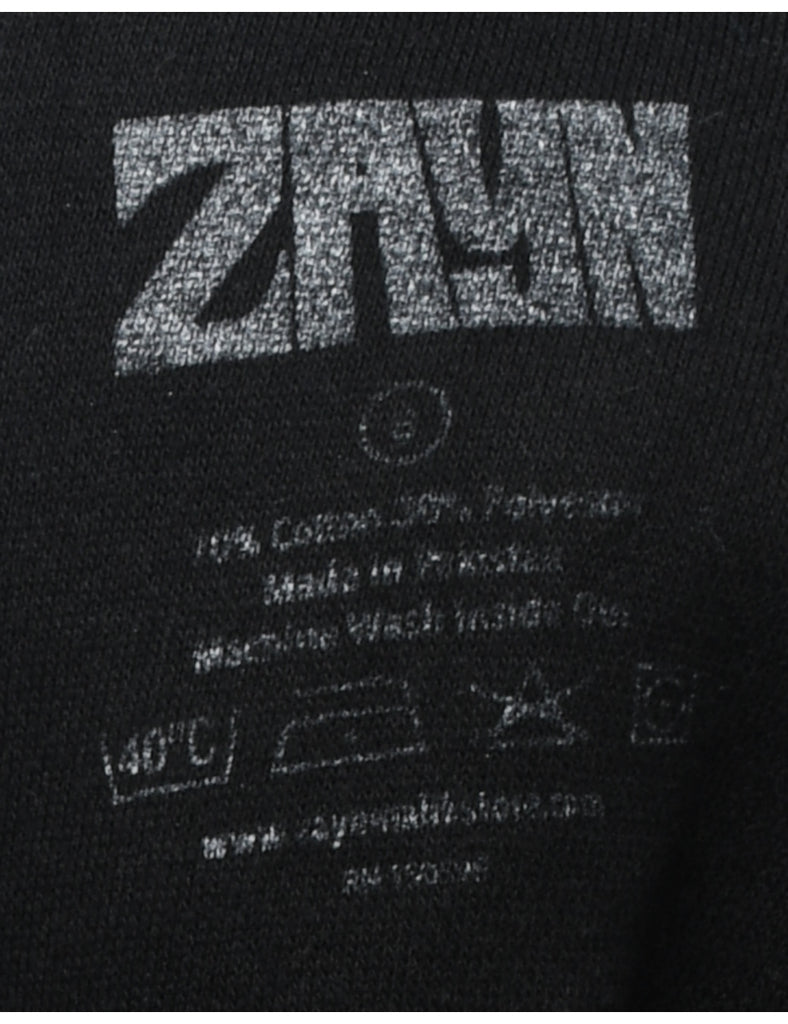Zayn Printed Black Hoodie - S