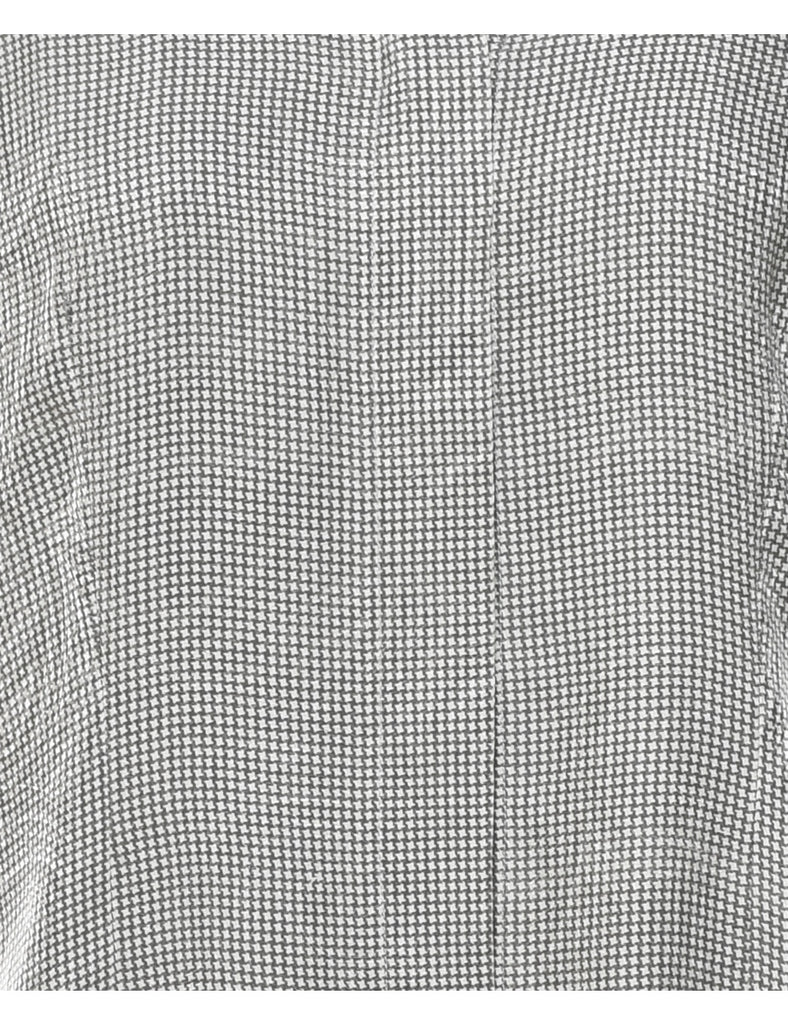 100% Silk Grey & White Dogtooth Shirt - XL