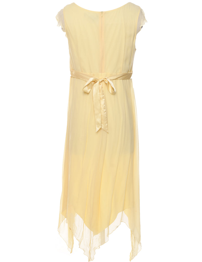 100% Silk Pale Yellow Dress - M