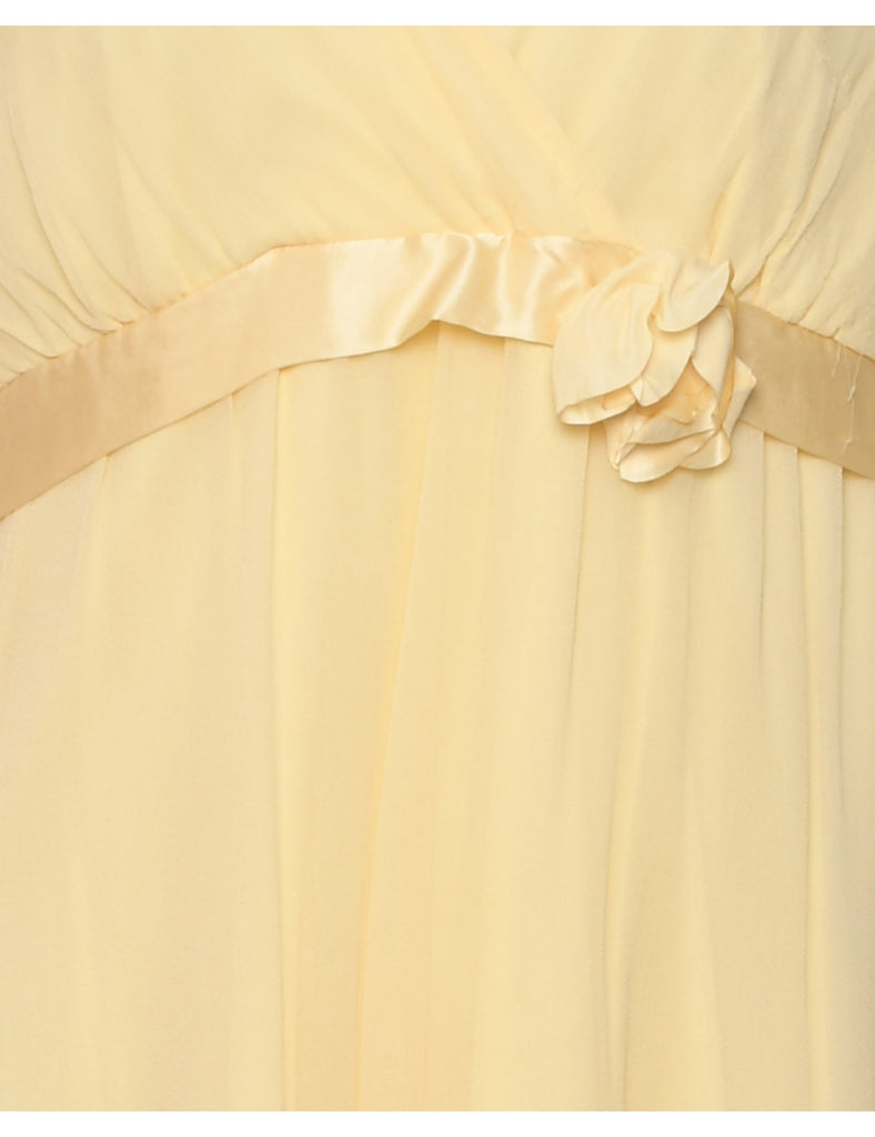 100% Silk Pale Yellow Dress - M