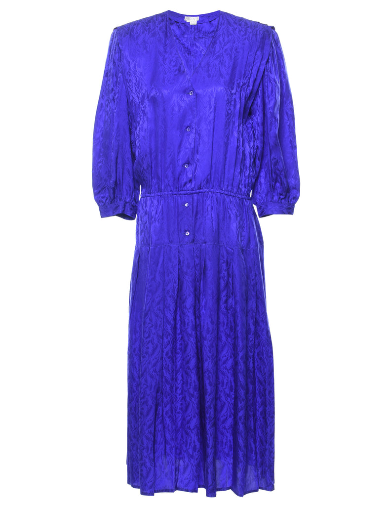 100% Silk Patterned Dress - L