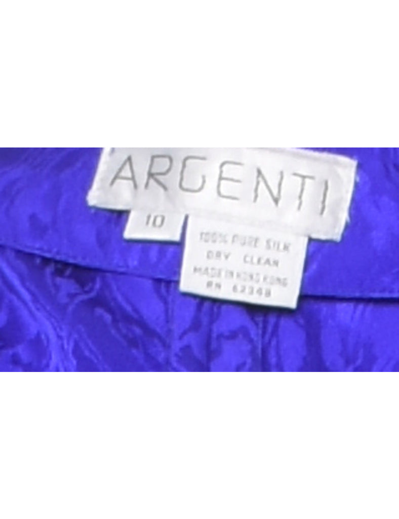 100% Silk Patterned Dress - L