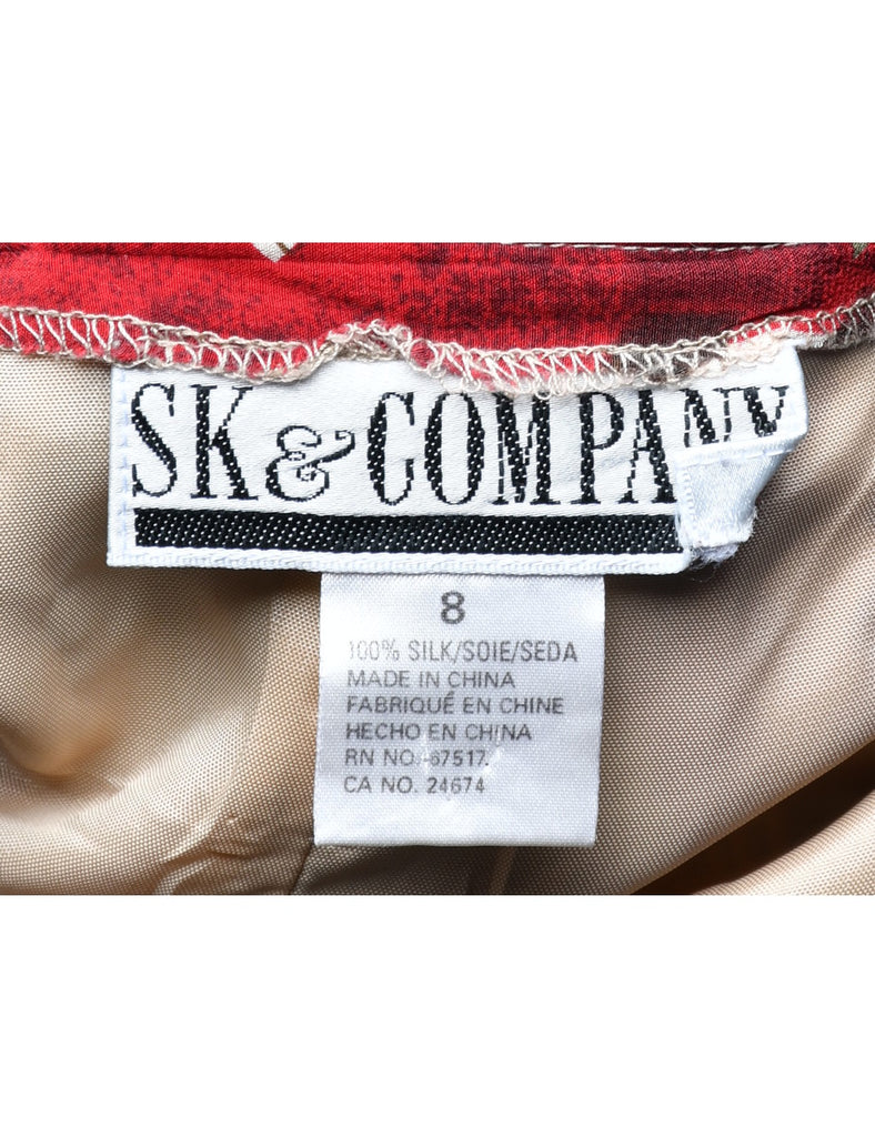 100% Silk Pencil Skirt - L