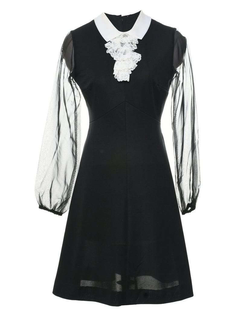 1970s Black Dress - S