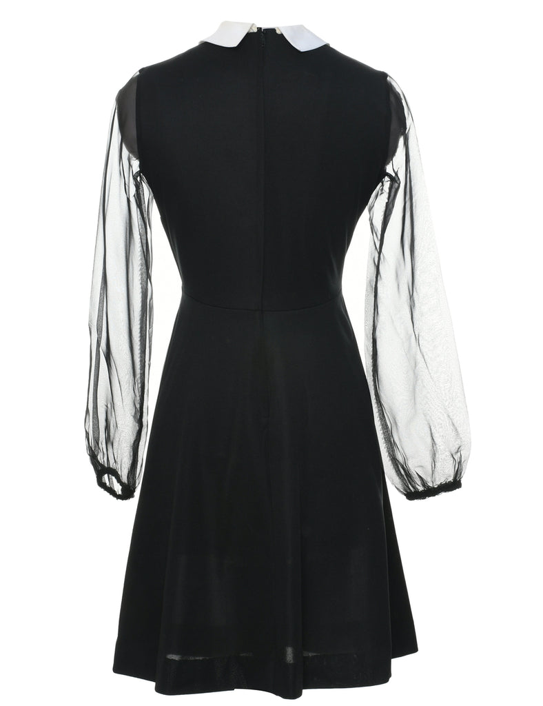 1970s Black Dress - S