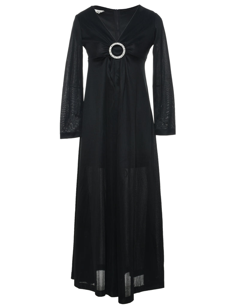 1970s Black Maxi Dress - S