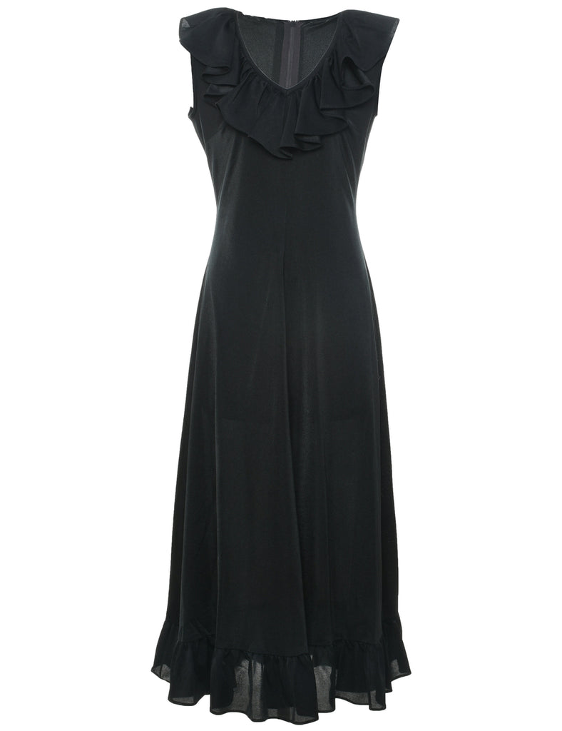 1970s Black Maxi Dress - S