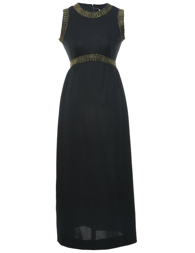 1970s Black Maxi Dress - S