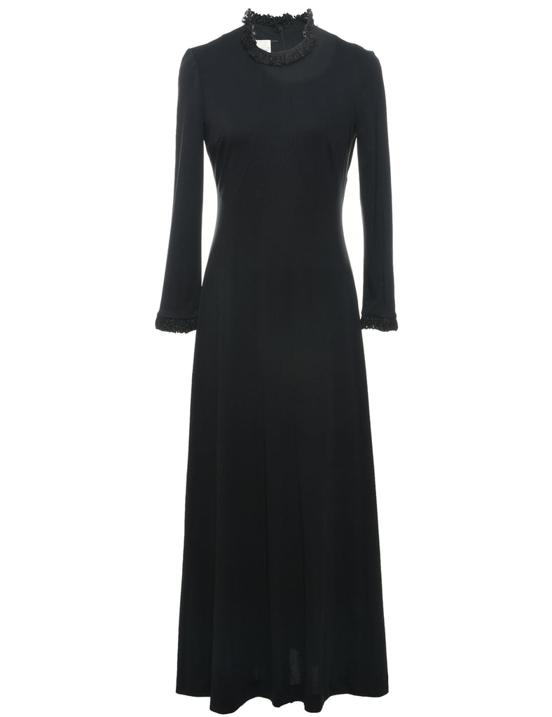 1970s Black Maxi Dress - S