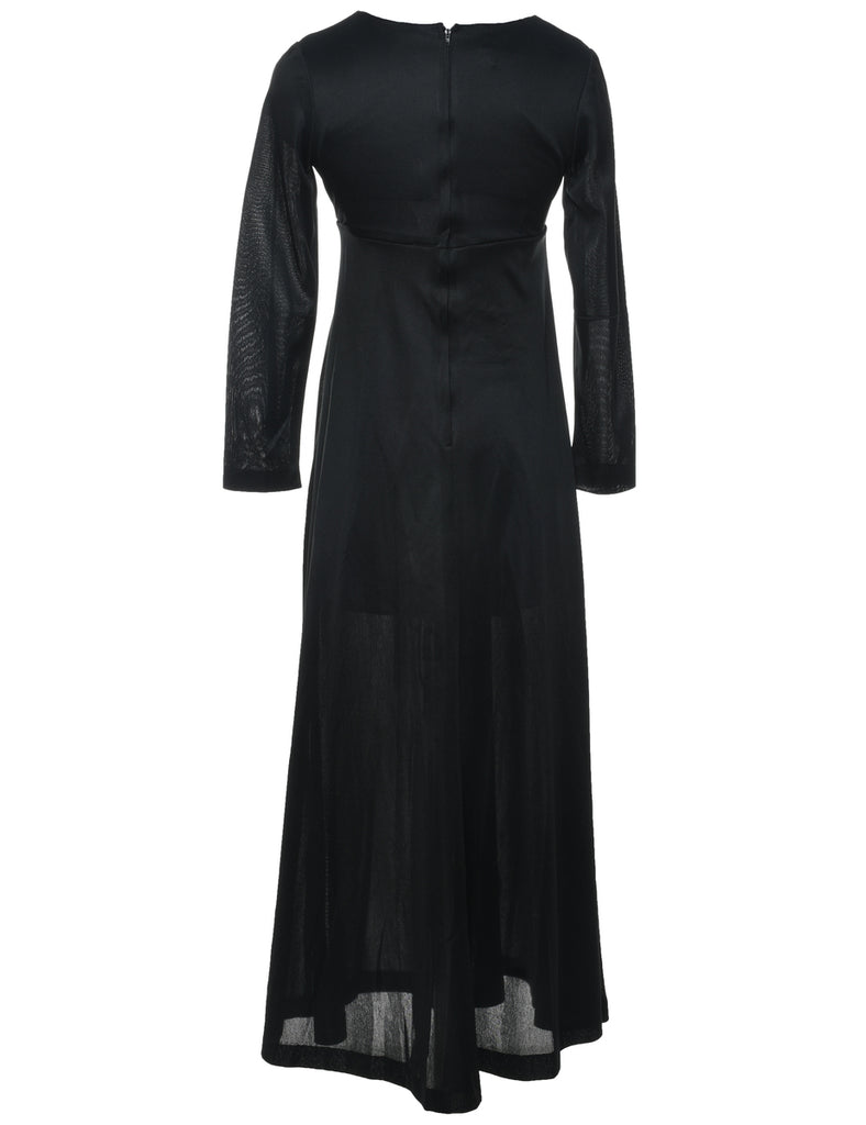 1970s Black Maxi Dress - S