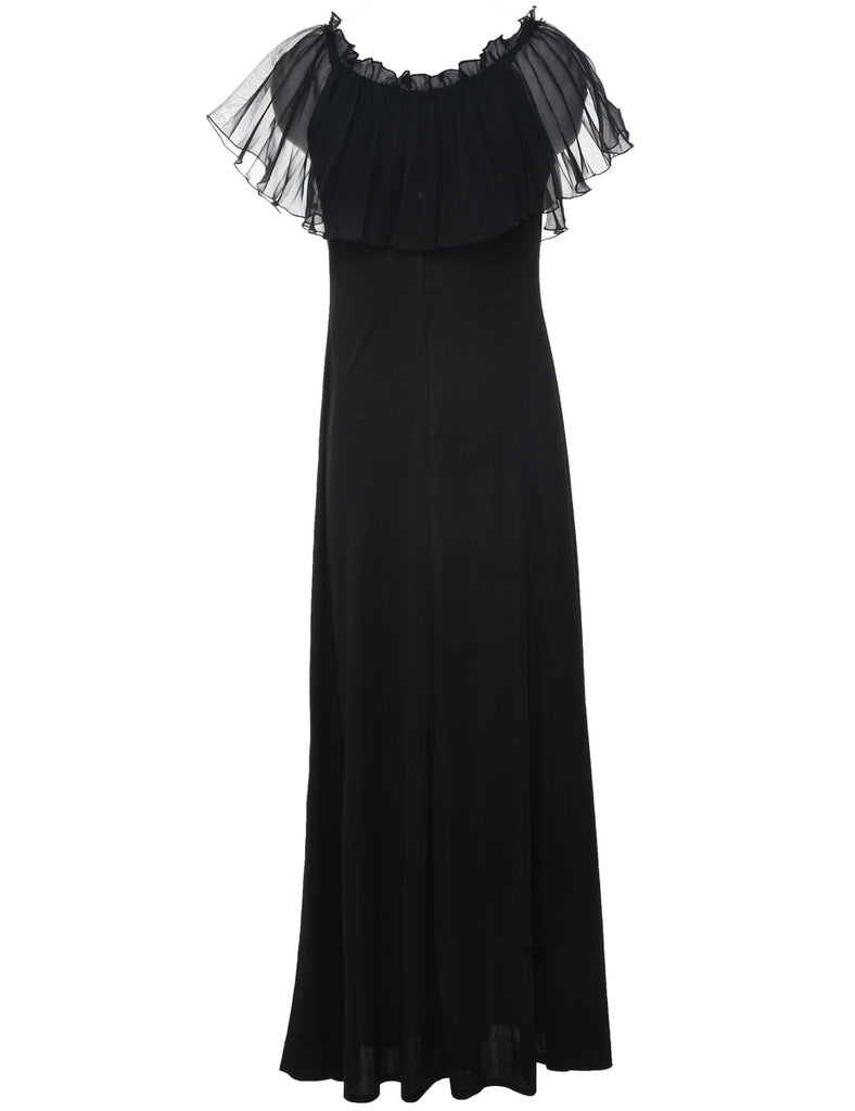 1970s Black Maxi Dress - S