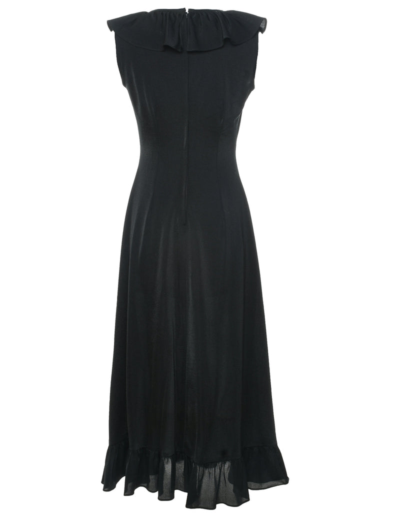 1970s Black Maxi Dress - S