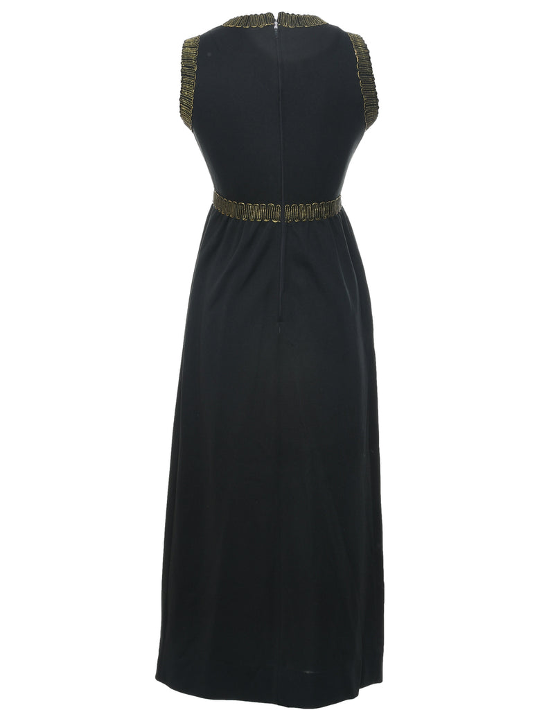 1970s Black Maxi Dress - S