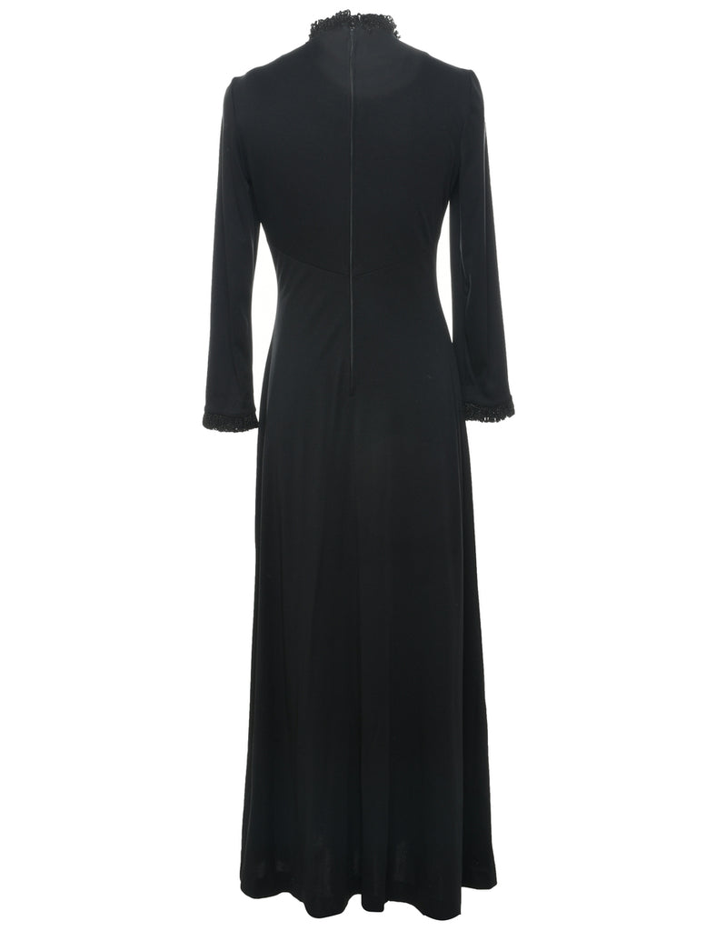 1970s Black Maxi Dress - S