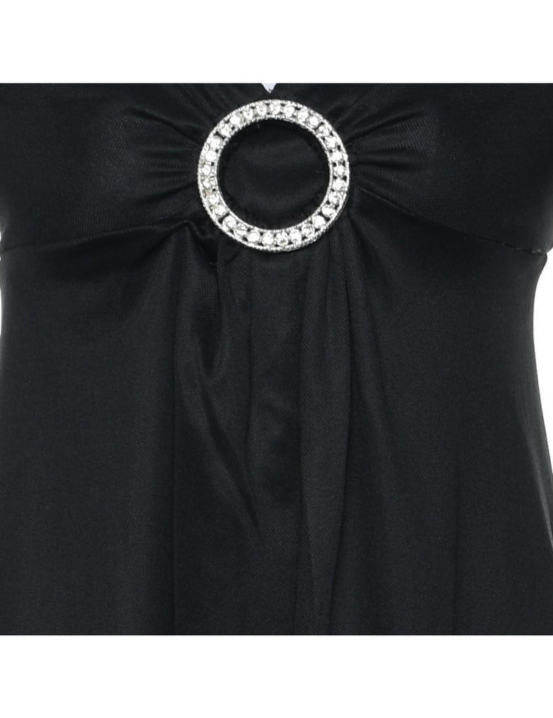 1970s Black Maxi Dress - S