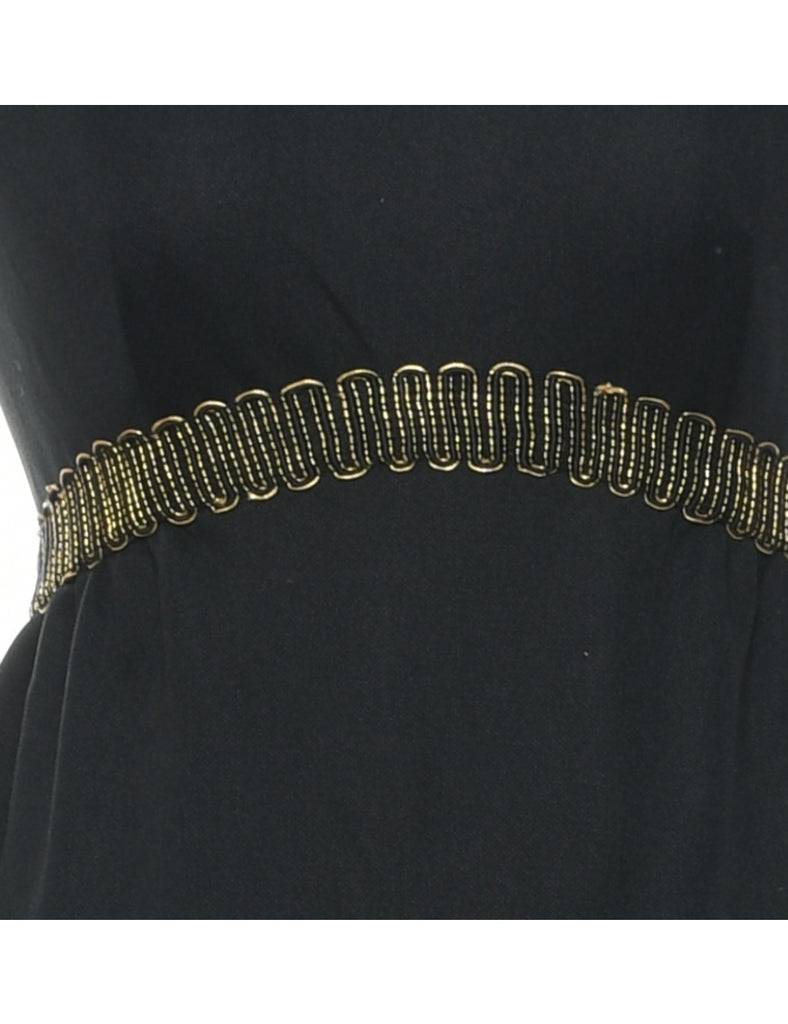 1970s Black Maxi Dress - S