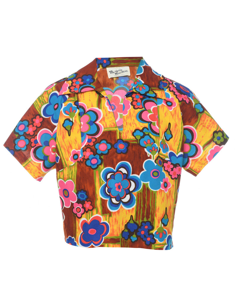 1970s Customised Floral Top - M