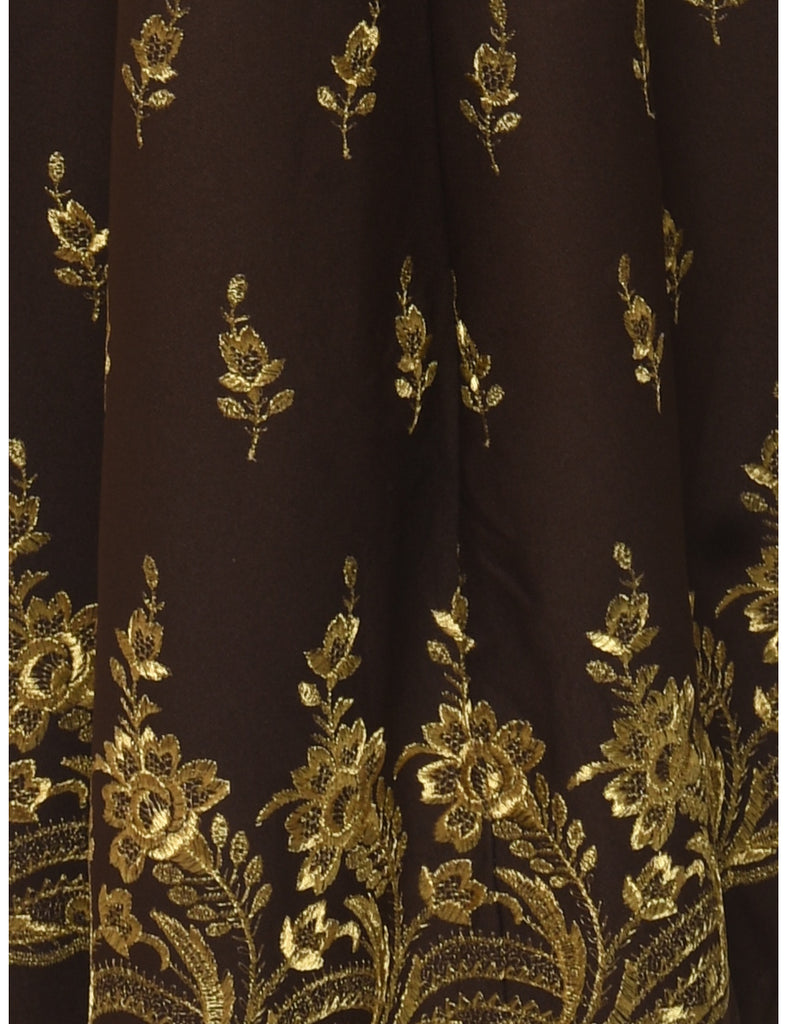 1970s Dark Brown Maxi Dress - S