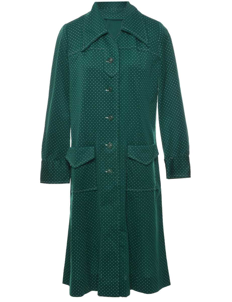 Women's 1970s Dark Green Shirt Dress Green, L | Beyond Retro Women's 1970s Dark Green Shirt Dress Green, L | Beyond Retro