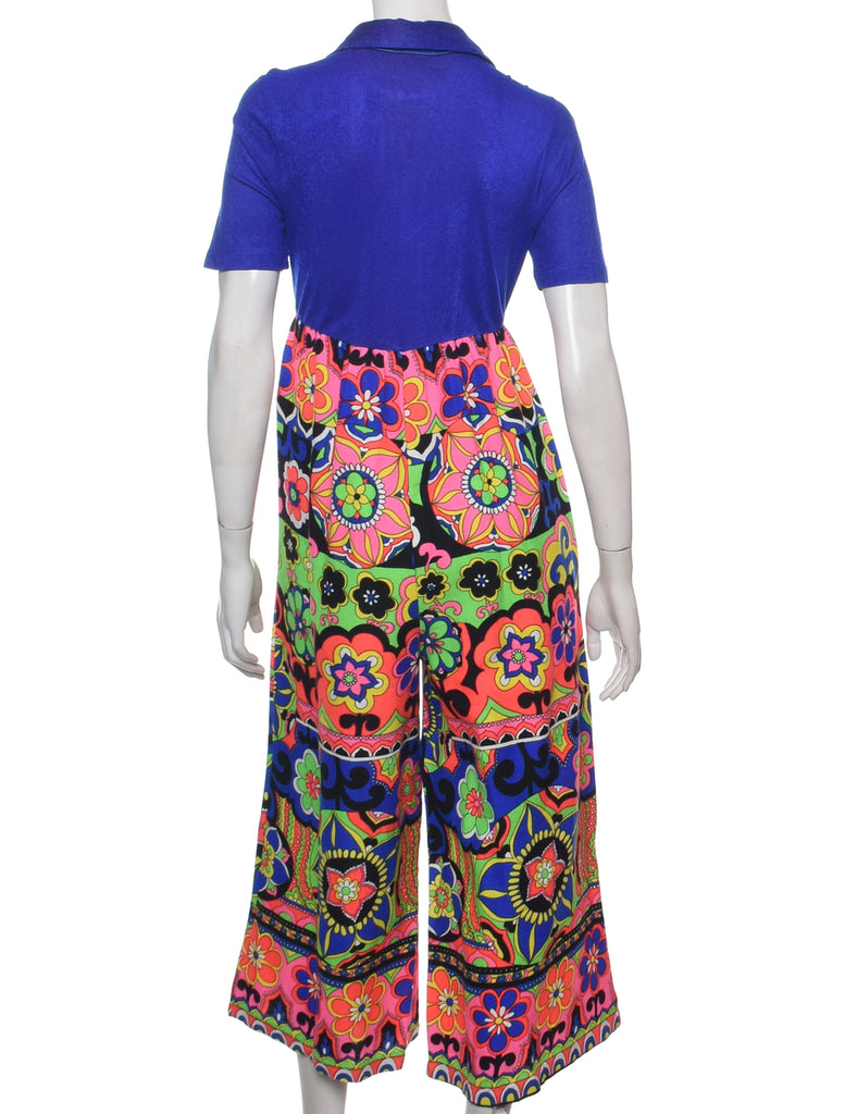 1970s Floral Pattern Jumpsuit - XS