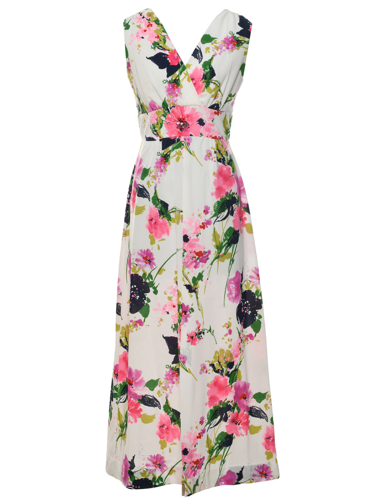 1970s  Floral Print Maxi Dress - S