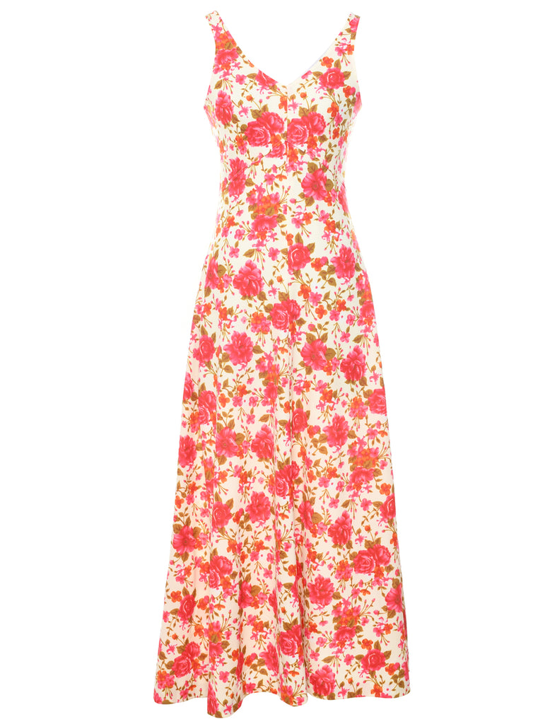 1970s Floral Print Maxi Dress - XS